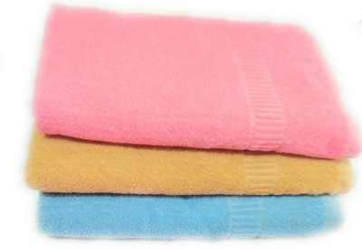 Cotton colors Terry Cotton 350 GSM Bath Towel Set(Pack of 3, Blue, Pink, Beige)
