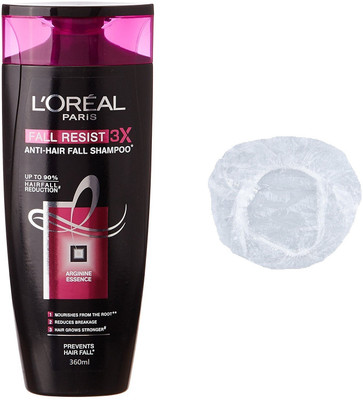 

L'Oreal Paris Imported Fall Resist 3x Anti-Hair Fall Shampoo 360ml+Shower Cap(Set of 2)