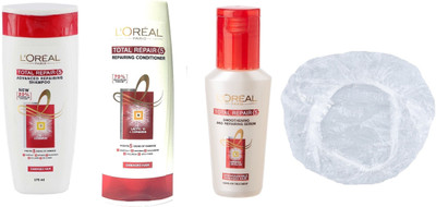 

L'Oreal Paris Imported Total Repair <5 Advanced Repairing Shampoo 175ml+Conditioner 175ml+Serum 40ml+Shower Cap(Set of 4)