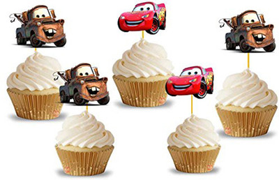 

PARTY PROPZ Multicolor McQUEEN BIRTHDAY DECORATION/CUPCAKE TOPPERS 14PCS/McQUEEN PARTY SUPPLIES - 14 g