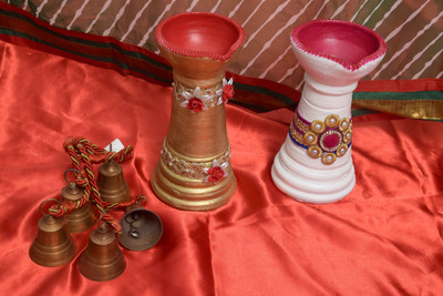 

Newgenn India Terracotta (Pack of 2) Table Diya Set(Height: 23 inch)