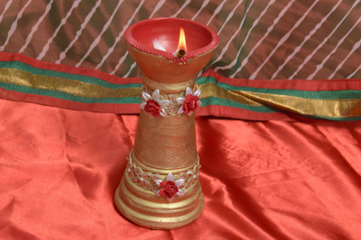 

Newgenn India Terracotta Table Diya(Height: 23 inch)