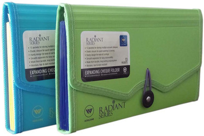 

World One Polypropylene Expanding Check Folder(Set Of 2, Phirozi, Green)