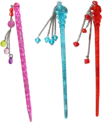 

Pankh combo of juda sticks Bun Stick(Multicolor)