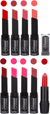 

Lady Fashion 9 Colors Creamy Matte Rythm Lipsticks Set for Daily Use 012(Tametto Red, Hot Pink Mauve, Peach Red, Dark Pink Magenta, Mauve)