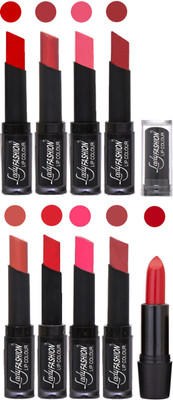 

Lady Fashion 9 Colors Creamy Matte Rythm Lipsticks Set for Daily Use 003(Tametto Red, Hot Pink Baby Pink, Redish Maroon Nude, Orange Magenta, Mauve)