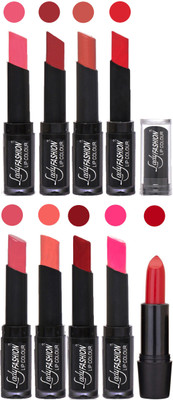 

Lady Fashion 9 Colors Creamy Matte Rythm Lipsticks Set for Daily Use 023(Baby Pink, Redish Maroon Nude, Orange Mauve, Peach Red, Dark Pink)