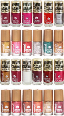 

Aroma Care Velvet Matte and Glitter Nail Paint Combo Set 29 Multicolor(Pack of 12)