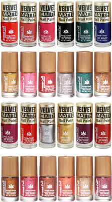 

Aroma Care Velvet Matte and Glitter Nail Paint Combo Set 22 Multicolor(Pack of 12)