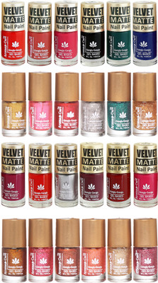 

Aroma Care Velvet Matte and Glitter Nail Paint Combo Set 21 Multicolor(Pack of 12)