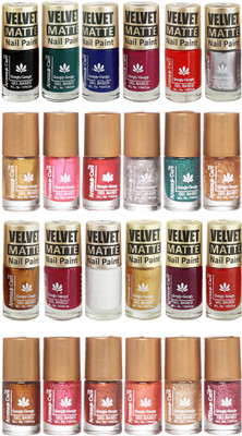

Aroma Care Velvet Matte and Glitter Nail Paint Combo Set Multicolor(Pack of 12)