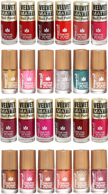 

Aroma Care Velvet Matte and Glitter Nail Paint Combo Set 04 Multicolor(Pack of 12)