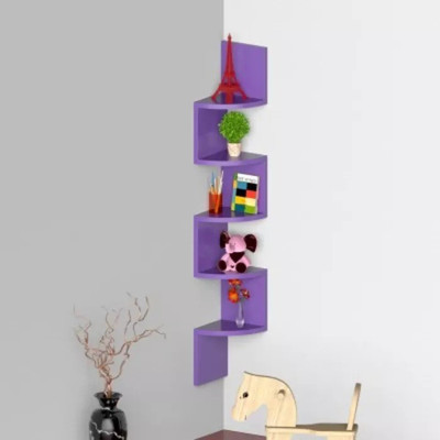 

Onlineshoppee ZigZag MDF Wall Shelf(Number of Shelves - 5, Purple)