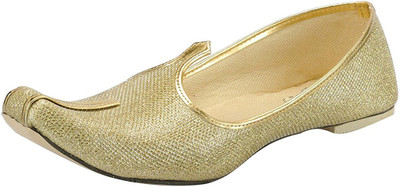 

Ramraj Men Synthetic Wedding Mojari Casuals For Men(Gold