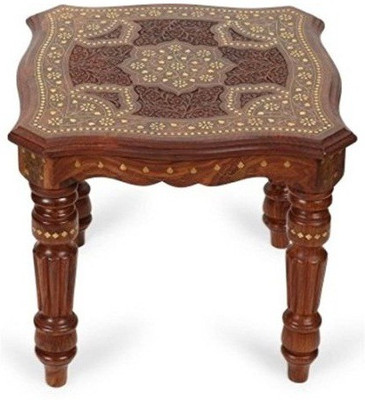 

Desi Karigar Handcarved Work Square Shaped Solid Wood Side Table(Finish Color - Brown)