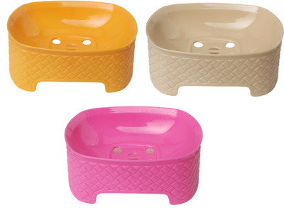 

CSM Set of 3 Soap Cases(Beige, Pink, Orange), Beige;orange;pink