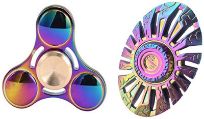 

Krypton Rainbow Triangle & Fish Metal Fidget Hand Spinner Toy (PACK OF 2)(Multicolor)