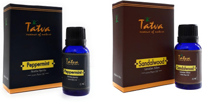

Tatva 100% Pure Essential Oil- COMBO (Peppermint 15ml & Sandalwood 15ml), by VZIPPY(30 ml)