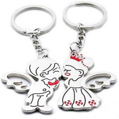 

Madhuraj Cute Kissing Couple Wings High Quality Key Chain(Silver)