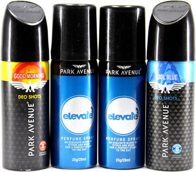 

Park Avenue Elevate, Good Morning and Cool Blue Deodorant Spray - For Men(104 g, Pack of 4)