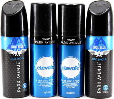 

Park Avenue Good Morning and Elevate Deo Shots Combo Deodorant Spray - For Men(104 g, Pack of 4)