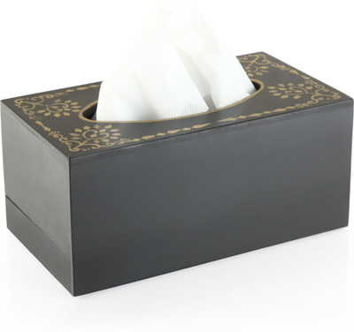 

Swagger 1 Compartments wood Tissue Box(Black, golden)