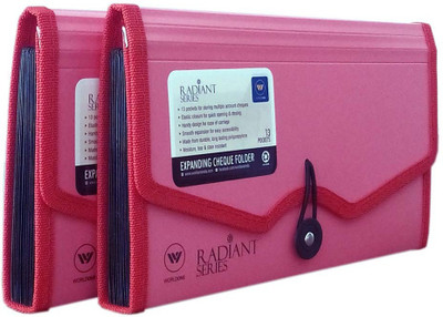 

World One Polypropylene Expanding Cheque Folder(Set Of 2, Red)