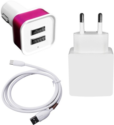 DAKRON Wall Charger Accessory Combo for iBall Andi 5Q Gold 4G(White)