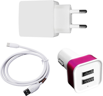 DAKRON Wall Charger Accessory Combo for Micromax Canvas 6 Pro(White)