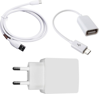 DAKRON Wall Charger Accessory Combo for iBall Cobalt Solus 2(White)