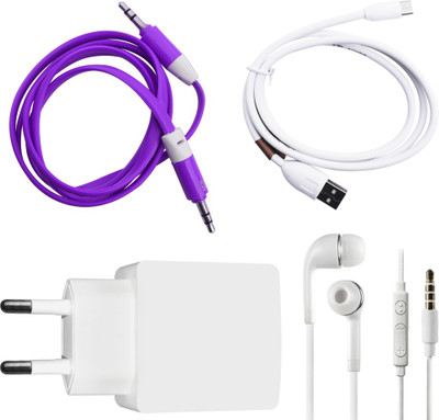DAKRON Wall Charger Accessory Combo for Intex Cloud Flash(White, Purple)