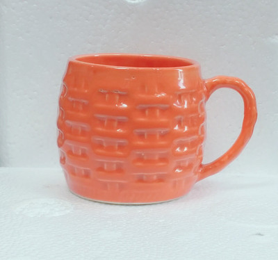 

paramount crockery Bamboo design Ceramic(Orange, Pack of 6)
