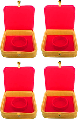 

Atorakushon Pack of 4 Mini Bangle Bracelet Box Travel Gift Jewelry Case Organizer Makeup Vanity pouch (Beige, Red) Storage Case Vanity Box(Red)