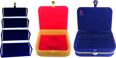 

Atorakushon Multipurpose combo ring & earring folder with Mini Bangle Bracelet Jewellery case Travelling Box pouch Storage Case Vanity Box(Multicolor)