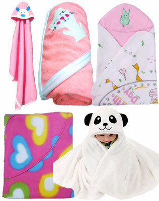 

BRANDONN Embroidered  Hooded Baby Blanket(Microfiber, Multicolor