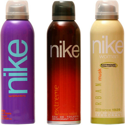 

Nike purple,extreme,urban musk Deodorant Spray - For Women(600 ml, Pack of 3)