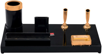 

Kebica 6 Compartments Plastic Decorative Pen Stand(Black, Gold)