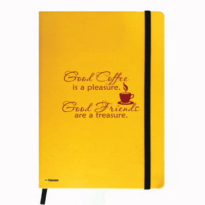

Hamee A5 Notebook(Friendship Day Special Friends Theme Designer Printed Black Leather A5 Notebook - 200 pages, A5 size Coffee Friends, Yellow)