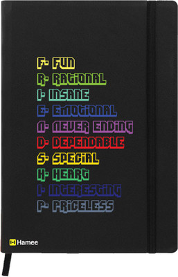 

Hamee A5 Notebook(Friendship Day Special Friends Theme Designer Printed Black Leather A5 Notebook - 200 pages, A5 size Friendship Full Form, Black)