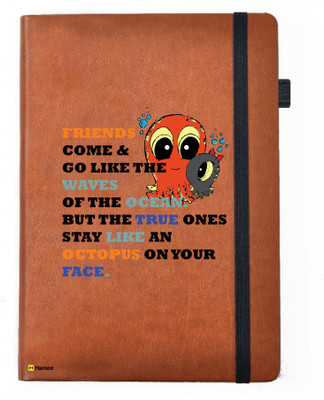 

Hamee A5 Notebook(Friendship Day Special Friends Theme Designer Printed Black Leather A5 Notebook - 200 pages, A5 size True Friends, Tan)