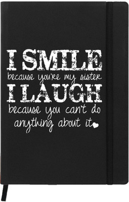 

Hamee A5 Notebook(Raksha Bandhan Special GIft for Brother Sister Designer Printed Black Leather A5 Notebook - 200 pages, A5 size Smile, Black)