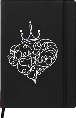 

Hamee A5 Notebook(Raksha Bandhan Special GIft for Brother Sister Designer Printed Black Leather A5 Notebook - 200 pages, A5 size Best Sister 1, Black)