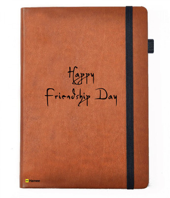 

Hamee A5 Notebook(Friendship Day Special Friends Theme Designer Printed Black Leather A5 Notebook - 200 pages, A5 size Happy Friendship Day, Tan)