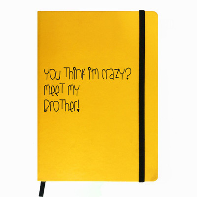 

Hamee A5 Notebook(Raksha Bandhan Special GIft for Brother Sister Designer Printed Yellow Leather A5 Notebook - 200 pages, A5 size Meet Mah Bro, Yellow)