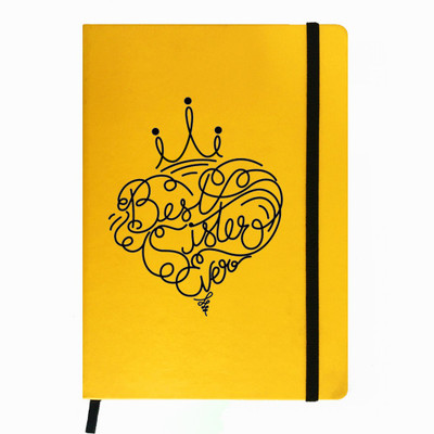 

Hamee A5 Notebook(Raksha Bandhan Special GIft for Brother Sister Designer Printed Yellow Leather A5 Notebook - 200 pages, A5 size Best Sister 1, Yellow)