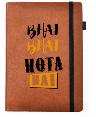 

Hamee A5 Notebook(Raksha Bandhan Special GIft for Brother Sister Designer Printed Tan Brown Leather A5 Notebook - 200 pages, A5 size Bhai Hai, Tan)