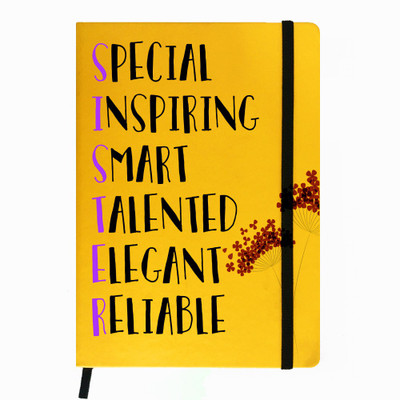 

Hamee A5 Notebook(Raksha Bandhan Special GIft for Brother Sister Designer Printed Yellow Leather A5 Notebook - 200 pages, A5 size Sister Quote, Yellow)