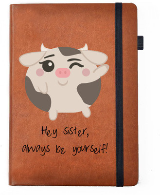 

Hamee A5 Notebook(Raksha Bandhan Special GIft for Brother Sister Designer Printed Tan Brown Leather A5 Notebook - 200 pages, A5 size Hey Sister, Tan)
