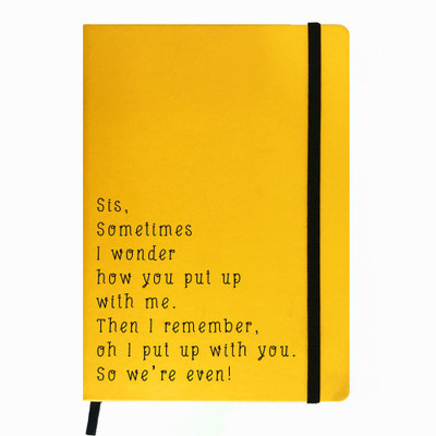 

Hamee A5 Notebook(Raksha Bandhan Special GIft for Brother Sister Designer Printed Yellow Leather A5 Notebook - 200 pages, A5 size We Are Even, Yellow)