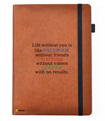 

Hamee A5 Notebook(Friendship Day Special Friends Theme Designer Printed Black Leather A5 Notebook - 200 pages, A5 size Social Friends, Tan)